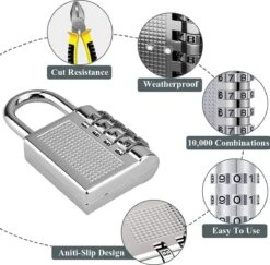 Igoods 4 Cijferig Kofferslot - Reisslot - Reis Cijferslot - Cijferhangslot - Hangslot - Bagageslot - Luggace Lock - 80 Mm - Zilver -WerkPro Verkoopwinkel 1200x1182 15
