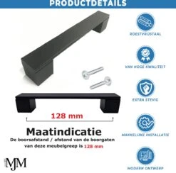 Handgreep / Keukengreep Zwart 128mm 10 Stuks - Modern Zwart - Handgrepen Voor Deurtjes - Meubelgreep - Handgreep Zwart- Keukengreep - Greep Zwart - Meubelbeslag - Handgrepen Kast - Meubelgrepen - Handgrepen Voor Deurtjes - Inclusief Schroeven -WerkPro Verkoopwinkel 1200x1183 12