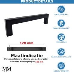 Handgreep / Keukengreep Zwart 128 Mm 10 Stuks - Modern - Handgrepen Kast - Handgrepen Voor Deurtjes - Deurgreep - Meubelgreep - Handgreep Zwart - Meubelgrepen - Keukengreep - Greep Zwart - Meubelbeslag - Greepjes - Inclusief Schroeven -WerkPro Verkoopwinkel 1200x1183 15