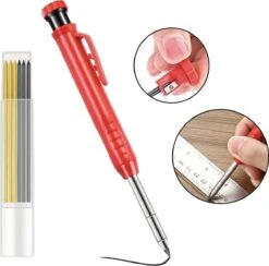 PD® - Markeerpotlood + Navulling - Pica Dry Alternatief - Bouwpotlood - Timmermanspotlood - Inclusief Navulling & Ingebouwde Puntenslijper Dop