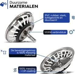 Merkloos Afvoerplug RVS Voor Spoelbak Keuken - Gootsteenstop Voor Afvoer Wasbak - Afvoerstopper Korfplug Zeef - 80mm -WerkPro Verkoopwinkel 1200x1184 11