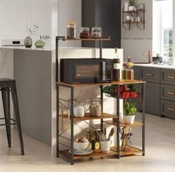 MIRA Home - Keukenkast - Keukenrek Staand - Industrieel - Hout - Bruin/Zwart - 40x90x132 -WerkPro Verkoopwinkel 1200x1185 25