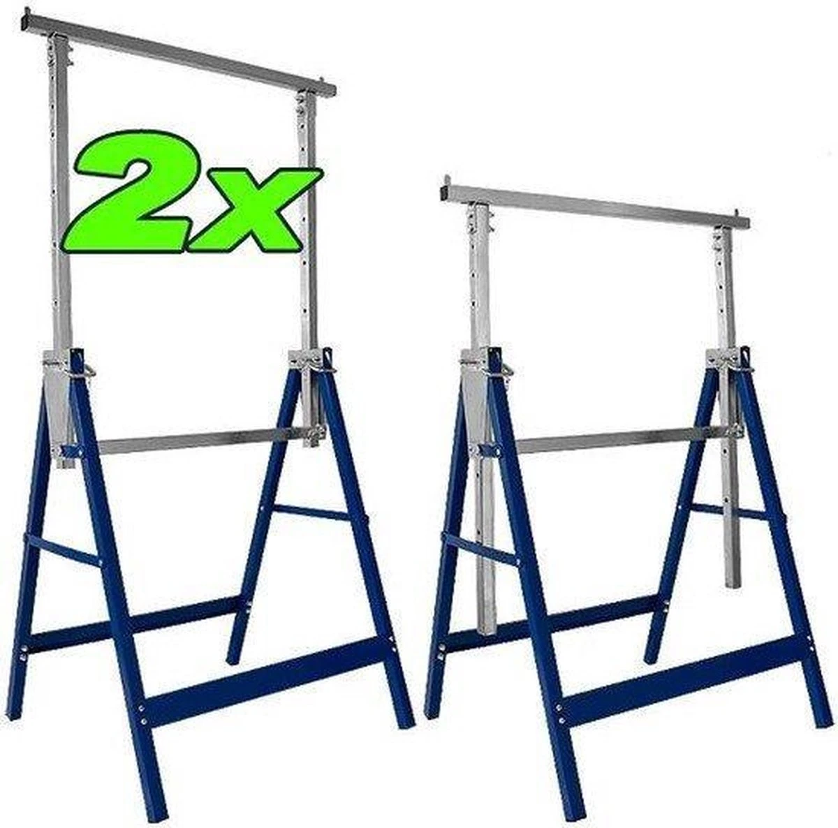 Merkloos Metalen Schragen - In Hoogte Verstelbaar - Tot 200kg - 2 Stuks 9 Merkloos Metalen Schragen - In Hoogte Verstelbaar - Tot 200kg - 2 Stuks - Afbeelding 7