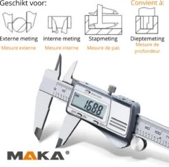 MAKA Digitale Schuifmaat - 150mm - RVS - Extra Batterijen - Opbergcase -WerkPro Verkoopwinkel 1200x1187 16