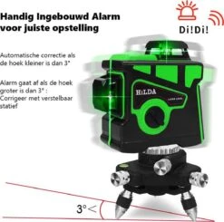 Hilda Zelfnivellerende Kruislijnlaser Met 12 Lijnen - Inclusief Muurbeugel En 360 Graden Statief - Groene Lasers - Waterproof - Laserwaterpas - Met Opbergkoffer -WerkPro Verkoopwinkel 1200x1189 17