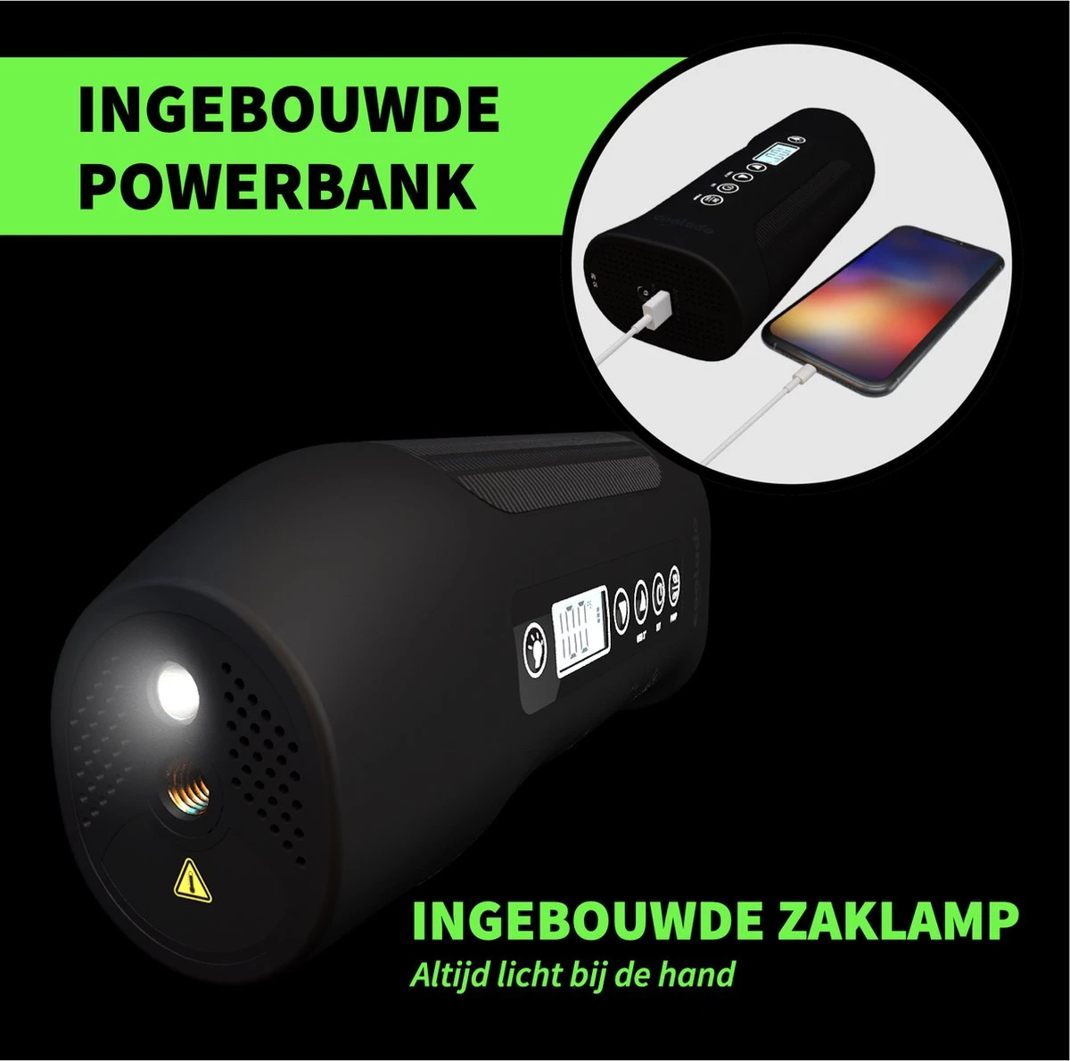 Coolado TPump XL | Draagbare Multifunctionele Mini Compressor | Alle Banden | Ook Voor Luchttenten | Kites En Wing Foils | Elektrische Draadloze Bandenpomp Pompt Fietsband In 12 Seconden | Powerbank. 9 Coolado TPump XL | Draagbare Multifunctionele Mini Compressor | Alle Banden | Ook Voor Luchttenten | Kites En Wing Foils | Elektrische Draadloze Bandenpomp Pompt Fietsband In 12 Seconden | Powerbank. - Afbeelding 7