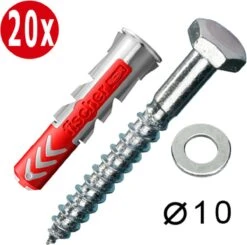 Fischer Pluggen En Schroeven Set 10mm DUOPOWER Houtdraadbouten (20 Stuks)