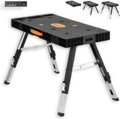 FUXTEC Werkbank - 5in1 - Universele Werkbank, Werkplatform, Steiger, Zaagbok, Transportrol En Werkplaatsrolbord In één - FX-WB