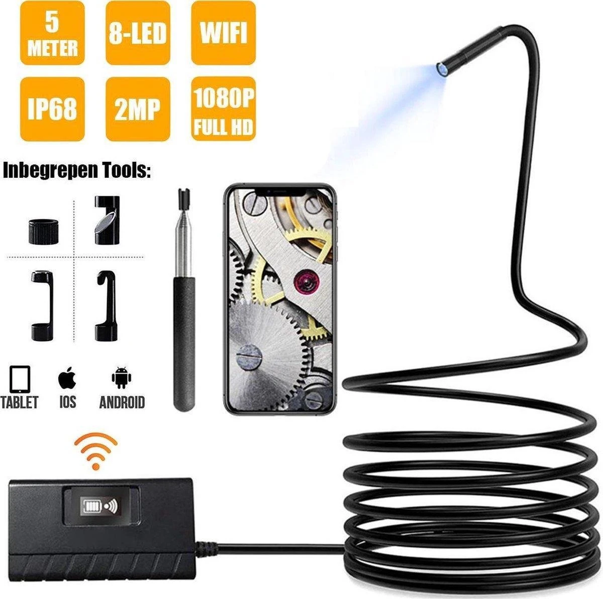 T&D Inspectiecamera 5M - Android/IOS - IP68 Waterdicht - 1080P HD - LED Verlichting - Endoscoop - Inspectie Camera 3 T&D Inspectiecamera 5M - Android/IOS - IP68 Waterdicht - 1080P HD - LED Verlichting - Endoscoop - Inspectie Camera