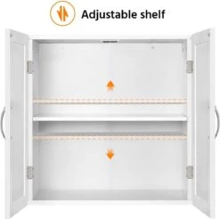 FURNIBELLA - Hangkast Met 2 Deuren, Badkamerkast, Keukenkast, Wandkast, Medicijnkast, Wit -WerkPro Verkoopwinkel 1200x1195 11