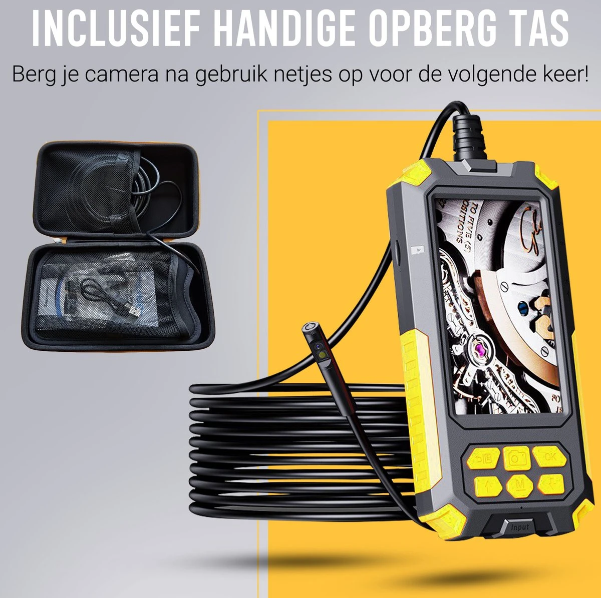 Endoscoop Camera Dual Lens Inspectiecamera 5M - 4.5” Scherm – Endoscoop Inspectie Camera - Full HD – Luxe Opbergtas - IP68 Waterdicht – Incl. Micro SD Kaart 32GB 13 Endoscoop Camera Dual Lens Inspectiecamera 5M - 4.5” Scherm – Endoscoop Inspectie Camera - Full HD – Luxe Opbergtas - IP68 Waterdicht – Incl. Micro SD Kaart 32GB - Afbeelding 11