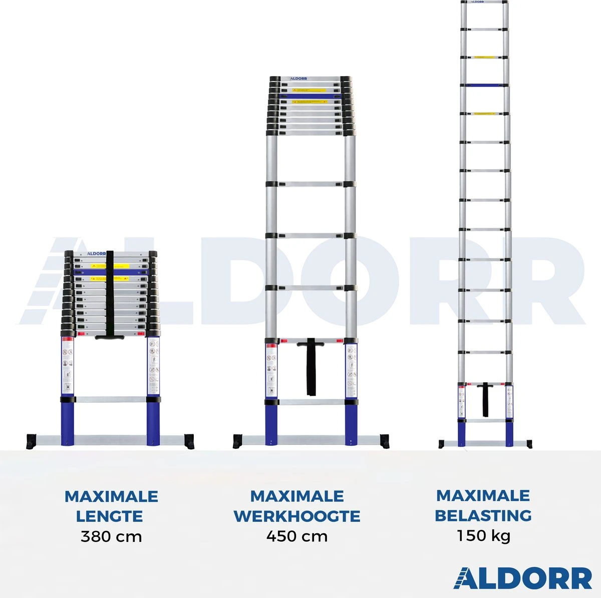 ALDORR Home - Telescoopladder 3,80 Meter - Met Stabilisatievoet En Soft Closing 9 ALDORR Home - Telescoopladder 3,80 Meter - Met Stabilisatievoet En Soft Closing - Afbeelding 7