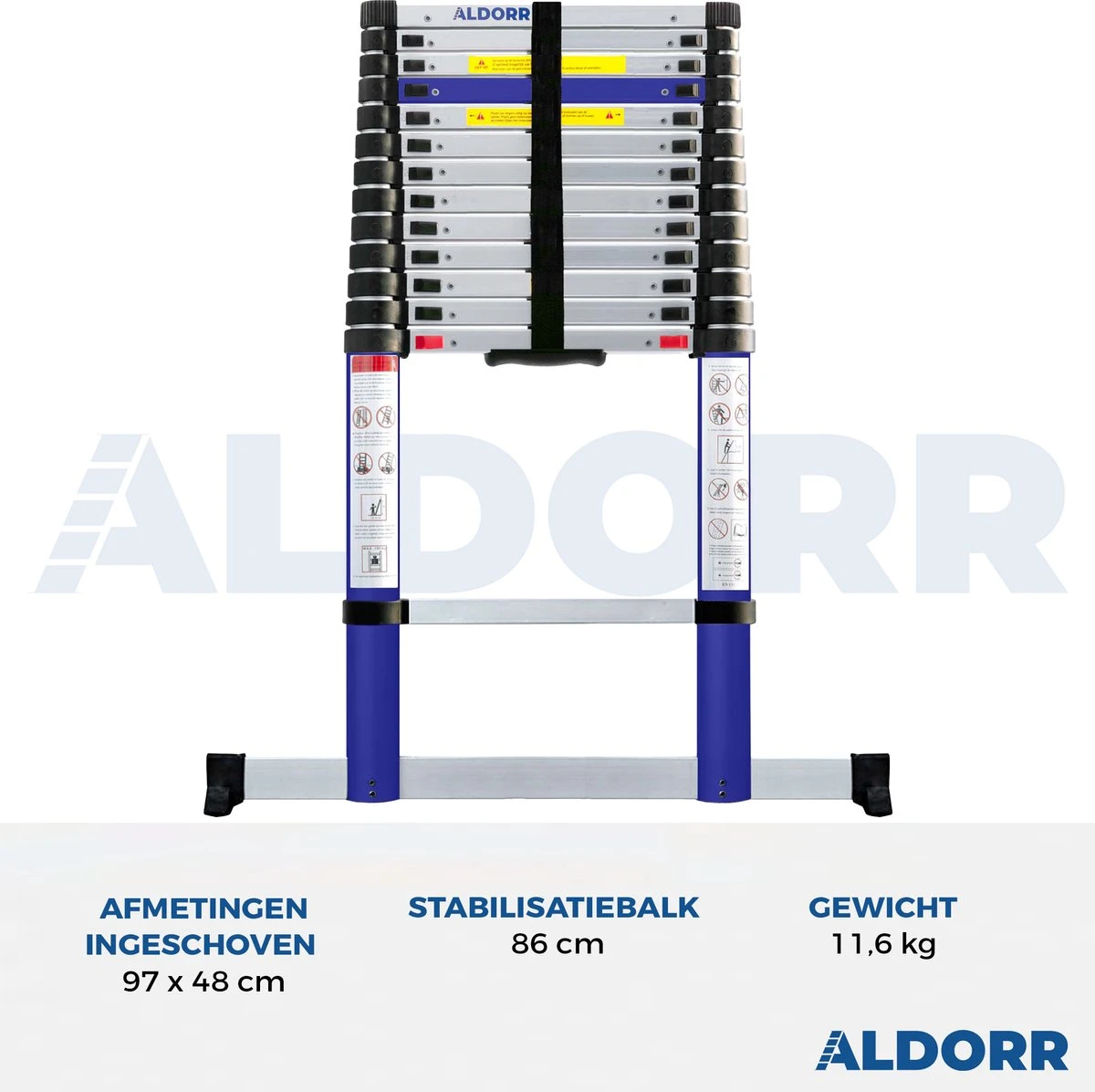 ALDORR Home - Telescoopladder 3,80 Meter - Met Stabilisatievoet En Soft Closing 4 ALDORR Home - Telescoopladder 3,80 Meter - Met Stabilisatievoet En Soft Closing - Afbeelding 2