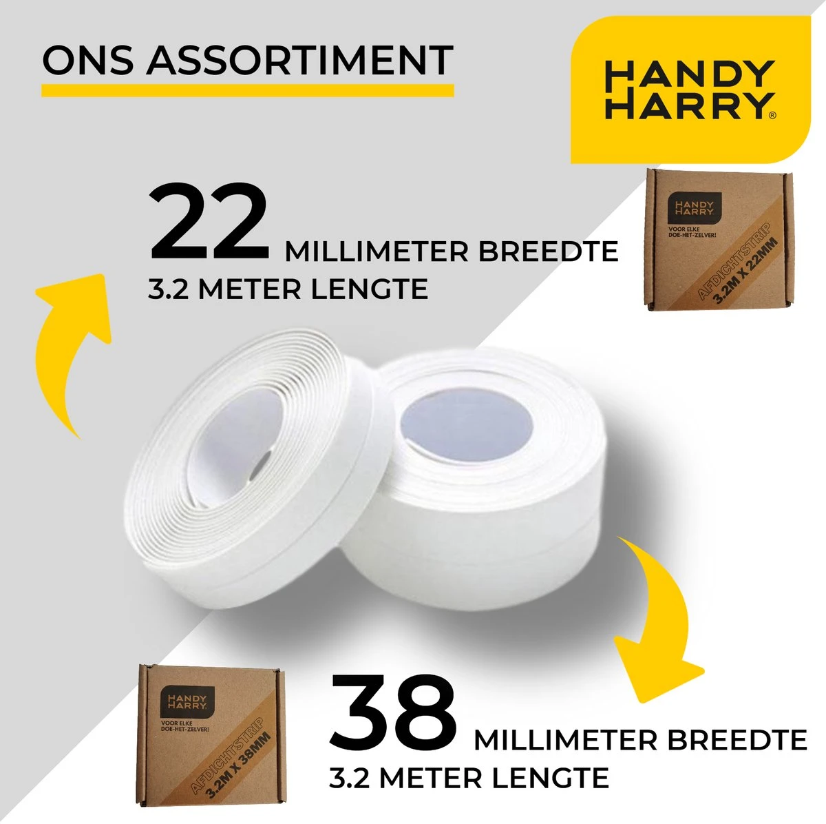 HANDY HARRY® Afdichtstrip 3.2m X 38mm - Kitstrip - Sanitairstrip - Wit 7 HANDY HARRY® Afdichtstrip 3.2m X 38mm - Kitstrip - Sanitairstrip - Wit - Afbeelding 5