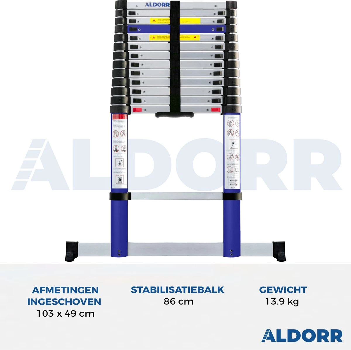 ALDORR Home - Telescoopladder 4,40 Meter - Met Stabilisatievoet En Soft Closing 8 ALDORR Home - Telescoopladder 4,40 Meter - Met Stabilisatievoet En Soft Closing - Afbeelding 6