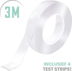 SOLITY® Dubbelzijdig Tape - Montagetape - Extra Sterk - Herbruikbaar - Inclusief Extra’s - Transparant - 3m X 25mm