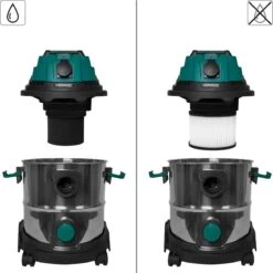 VONROC Nat- En Droogzuiger - 1400W – Inschakelautomaat - Blaasfunctie – 20L RVS Tank – 3m Slang - 6m Stroomkabel -WerkPro Verkoopwinkel 1200x1198 93