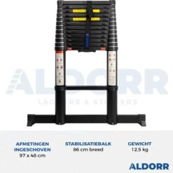 ALDORR Professional - Telescoopladder 3,80 Meter - Met Optigrip™ En Extra Brede Treden -WerkPro Verkoopwinkel 1200x1199 23