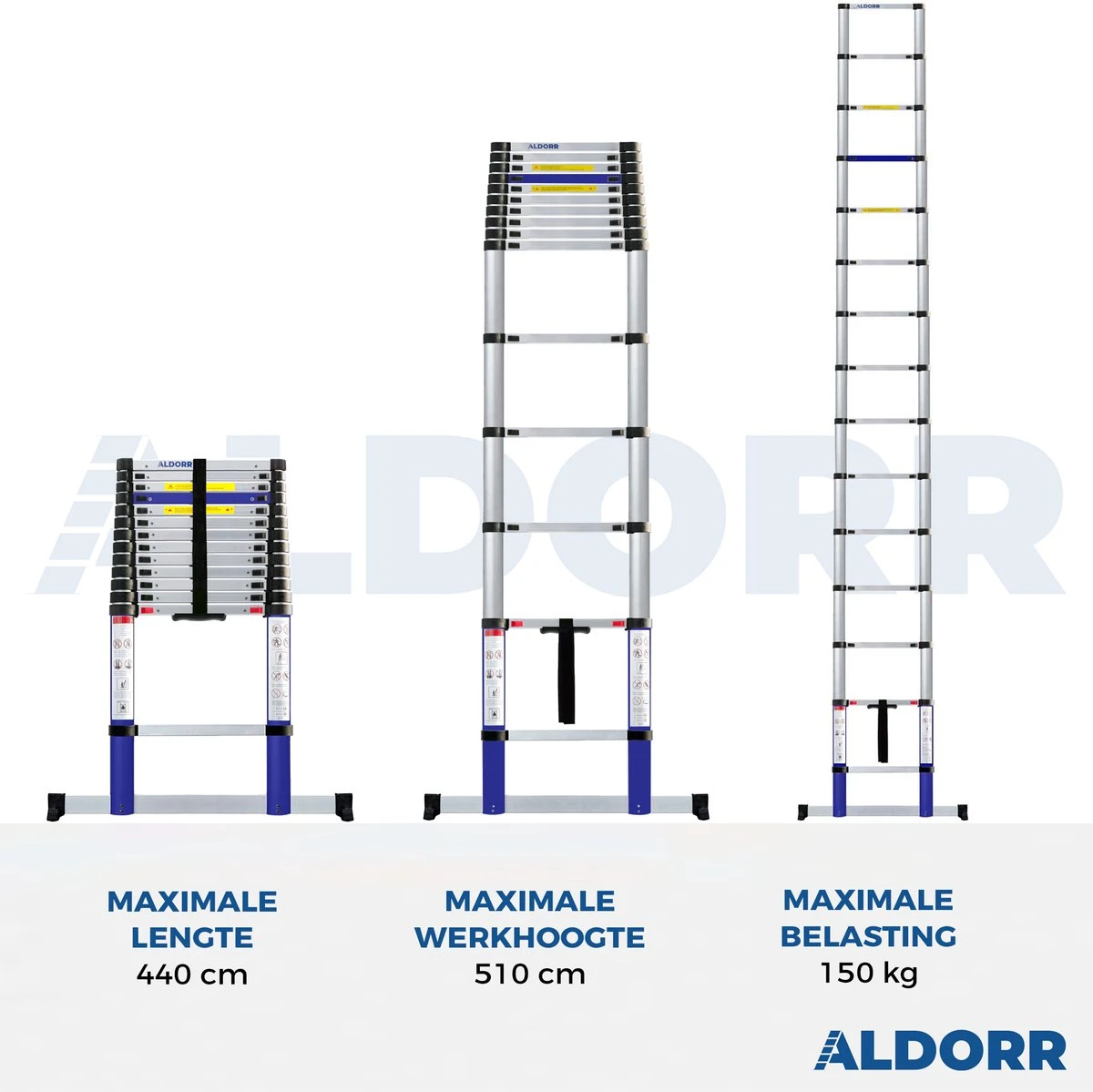 ALDORR Home - Telescoopladder 4,40 Meter - Met Stabilisatievoet En Soft Closing 9 ALDORR Home - Telescoopladder 4,40 Meter - Met Stabilisatievoet En Soft Closing - Afbeelding 7