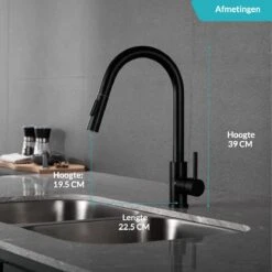 Zwarte Keukenkraan - Uittrekbare Uitloop - Wasteltafelkraan -WerkPro Verkoopwinkel 1200x1200 1010