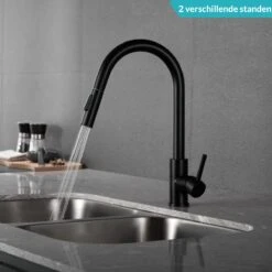 Zwarte Keukenkraan - Uittrekbare Uitloop - Wasteltafelkraan -WerkPro Verkoopwinkel 1200x1200 1011