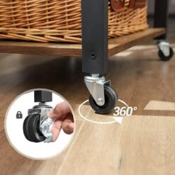 Keukenrek Op Wielen - 3 Niveaus - Trolley Keuken Kast Voor Microgolfoven - 6 Haken - 89 X 60 X 40 - Donkerbruin / Vintage -WerkPro Verkoopwinkel 1200x1200 1018