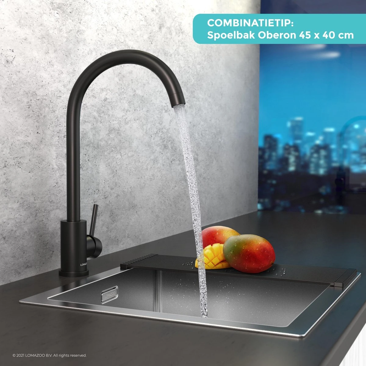 LOMAZOO Keukenkraan Zwart - Kraan Keuken - Zwarte Keukenkraan Titan 10 LOMAZOO Keukenkraan Zwart - Kraan Keuken - Zwarte Keukenkraan Titan - Afbeelding 8