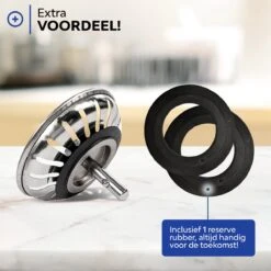 Merkloos Afvoerplug RVS Voor Spoelbak Keuken - 82mm - Gootsteenstop Voor Afvoer Wasbak - Afvoerstopper Korfplug Zeef -WerkPro Verkoopwinkel 1200x1200 1041