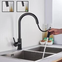 Merkloos Zwarte Keukenkraan Met Uittrekbare Uitloop - Mengkraan Mat Zwart - Touch Bediening -WerkPro Verkoopwinkel 1200x1200 1065