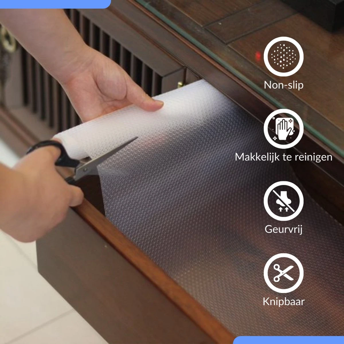 Buxibo - Transparante Antislip Mat - Universele Anti-Slip Mat Met Stevige Grip – Keukenlade Beschermer - Mat Voor Bescherming - Speciaal Voor In Lades En Kastjes - Op Rol - Waterdicht - Transparant 5 Buxibo - Transparante Antislip Mat - Universele Anti-Slip Mat Met Stevige Grip – Keukenlade Beschermer - Mat Voor Bescherming - Speciaal Voor In Lades En Kastjes - Op Rol - Waterdicht - Transparant - Afbeelding 3