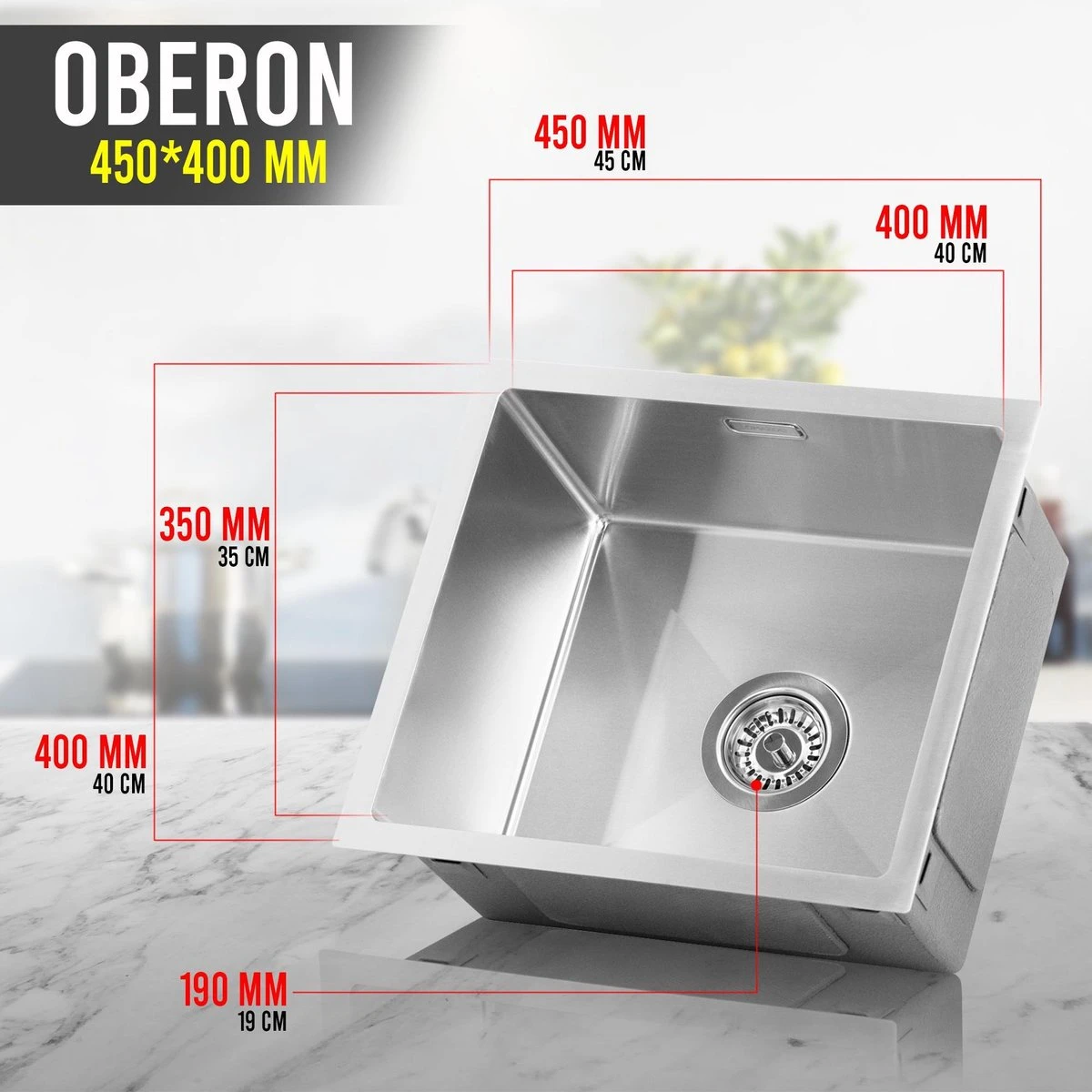 LOMAZOO Spoelbak Keuken Oberon 45/40 – Spoelbakken Keuken – Wasbak Keuken - RVS 4 LOMAZOO Spoelbak Keuken Oberon 45/40 – Spoelbakken Keuken – Wasbak Keuken - RVS - Afbeelding 2