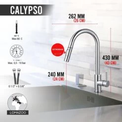 LOMAZOO Keukenkraan Met Uittrekbare Uitloop Chroom - Calypso 17 LOMAZOO Keukenkraan Met Uittrekbare Uitloop Chroom - Calypso -WerkPro Verkoopwinkel 1200x1200 1154