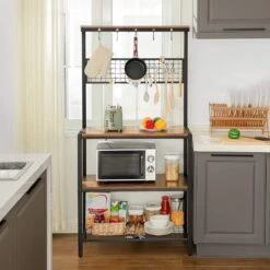 IN.HOMEXL Planet - Keukentrolley - Keukenkast - Keukenrek Staand - Industrieel - Bruin - Zwart - 84 X 40 X 170 Cm -WerkPro Verkoopwinkel 1200x1200 1169