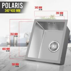 LOMAZOO Spoelbak Keuken – Wasbak Keuken – Gootsteen RVS 34 Cm [POLARIS] -WerkPro Verkoopwinkel 1200x1200 1180