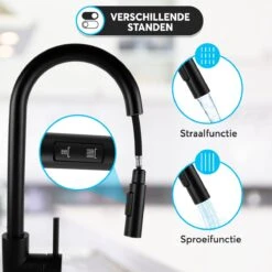 Relave Keukenkraan Met Uittrekbare Uitloop - Handdouche - Uittrekbaar - Mengkraan - Zwart - RVS -WerkPro Verkoopwinkel 1200x1200 1191