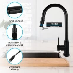 Relave Keukenkraan Met Uittrekbare Uitloop - Handdouche - Uittrekbaar - Mengkraan - Zwart - RVS -WerkPro Verkoopwinkel 1200x1200 1192