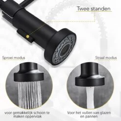 Souiri Keukenkraan Met Uittrekbare Uitloop - Keukenmengkraan - Handdouche - Flexibele Slang - Zwart -WerkPro Verkoopwinkel 1200x1200 1200