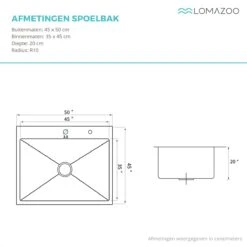 LOMAZOO Spoelbak Keuken RVS - Gootsteen - 50 Cm [TRISTAN] -WerkPro Verkoopwinkel 1200x1200 1209