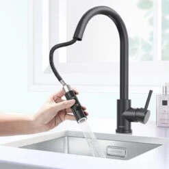 LOMAZOO Keukenkraan Met Uittrekbare Uitloop Zwart - Keukenkraan Zwart [TURAIS] -WerkPro Verkoopwinkel 1200x1200 1235