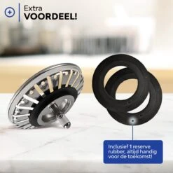 Merkloos Afvoerplug RVS Voor Spoelbak Keuken - Gootsteenstop Voor Afvoer Wasbak - Afvoerstopper Korfplug Zeef - 84mm -WerkPro Verkoopwinkel 1200x1200 1253