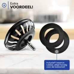 Afvoerplug RVS Zwart Voor Spoelbak Keuken - Gootsteenstop Voor Afvoer Wasbak - Afvoerstopper Korfplug Zeef - 80mm -WerkPro Verkoopwinkel 1200x1200 1269