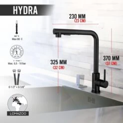 LOMAZOO Zwarte Keukenkraan Hydra - Keukenkraan Zwart - Uittrekbare Uitloop -WerkPro Verkoopwinkel 1200x1200 1278