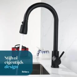 Belnea Keukenkraan Met Uittrekbare Uitloop - Zwart- Incl. Aansluit Slangen - RVS - Mengkraan - Zwart -WerkPro Verkoopwinkel 1200x1200 1296