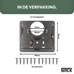 STACK Scharnier Reparatie Plaat | 90x80 Mm - 2 Stuks - Inclusief 12 Schroeven - RVS - Reparatieplaat - Scharnier Reparatie Plaat / Platen / Plaatje / Set - Scharnier Plaat - Keukenkastje - Kast -WerkPro Verkoopwinkel 1200x1200 1405