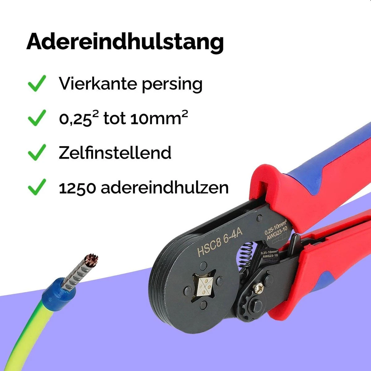 Dayshake Adereindhulstang - Inclusief 1250 Adereindhulzen - 0.25mm² - 10mm² - Vierkante Persing - Krimptang - Kabelschoentang 4 Dayshake Adereindhulstang - Inclusief 1250 Adereindhulzen - 0.25mm² - 10mm² - Vierkante Persing - Krimptang - Kabelschoentang - Afbeelding 2