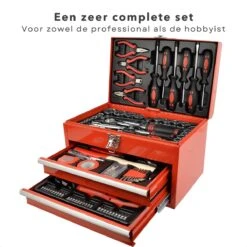 Cheqo® XXL 155-Delige Gereedschapbox - Gereedschapset In Koffer - Gevuld - Tangen - Schroevendraaiers - Gereedschapskist Met Laden - 3,6V Staafschroevendraaier - 1/2" & 1/4" Ratel - Bits, Verlengingen & Adapters -WerkPro Verkoopwinkel 1200x1200 1563