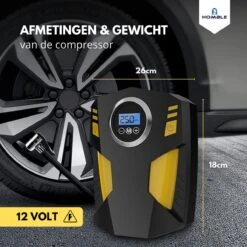 HOMBLE Compressor - 12V Luchtcompressor - Bandenpomp - Elektrische Fietspomp - 10,3 BAR - Auto/Fiets/Bal - Inclusief 4 Opzetstukken -WerkPro Verkoopwinkel 1200x1200 164