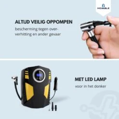 HOMBLE Compressor - 12V Luchtcompressor - Bandenpomp - Elektrische Fietspomp - 10,3 BAR - Auto/Fiets/Bal - Inclusief 4 Opzetstukken -WerkPro Verkoopwinkel 1200x1200 166