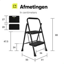 Rune Huishoudtrap 2 Treden - Inklapbare Anti-slip Keukentrap - Compact Design - 80 Cm Hoog - Zwart -WerkPro Verkoopwinkel 1200x1200 1666