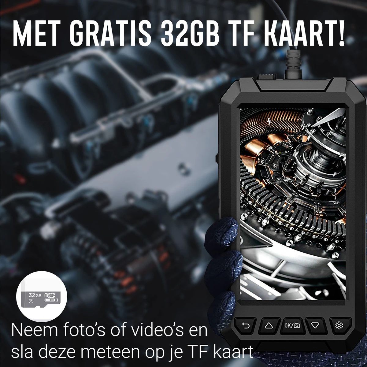 Endoscoop Camera Dual Lens Inspectiecamera 10M – Full HD – 5.0” Scherm – Met Opbergtas - IP68 Waterdicht – Incl. Micro SD Kaart 32GB 10 Endoscoop Camera Dual Lens Inspectiecamera 10M – Full HD – 5.0” Scherm – Met Opbergtas - IP68 Waterdicht – Incl. Micro SD Kaart 32GB - Afbeelding 8